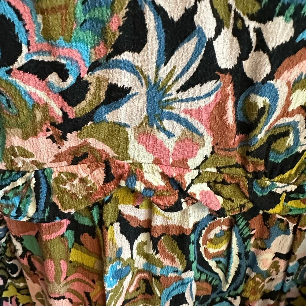 Anthropologie Boho Floral Dress Flowy Midi Cottagecore Festival Size S